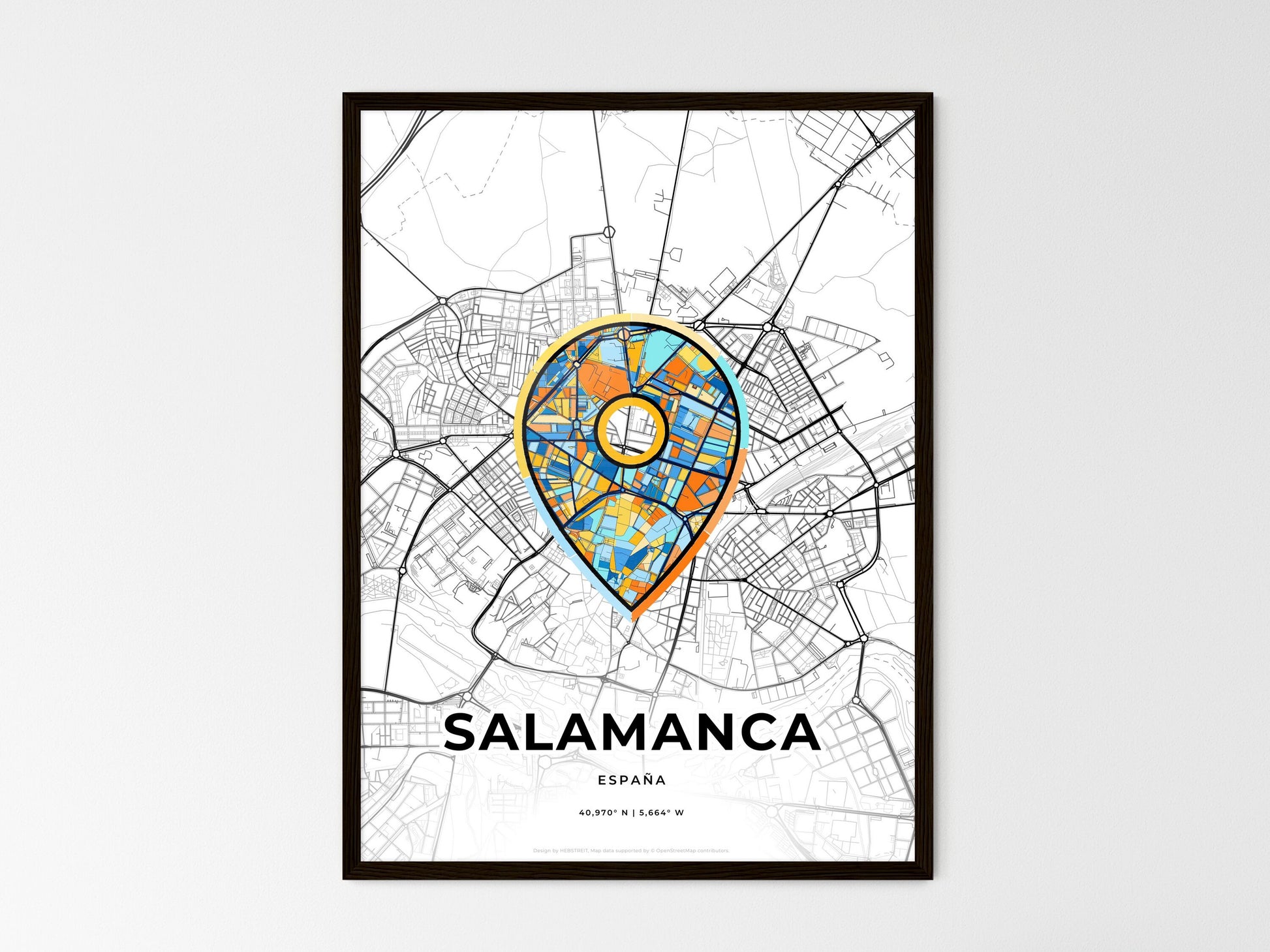 SALAMANCA SPAIN minimal art map with a colorful icon. Where it all began, Couple map gift. Style 1