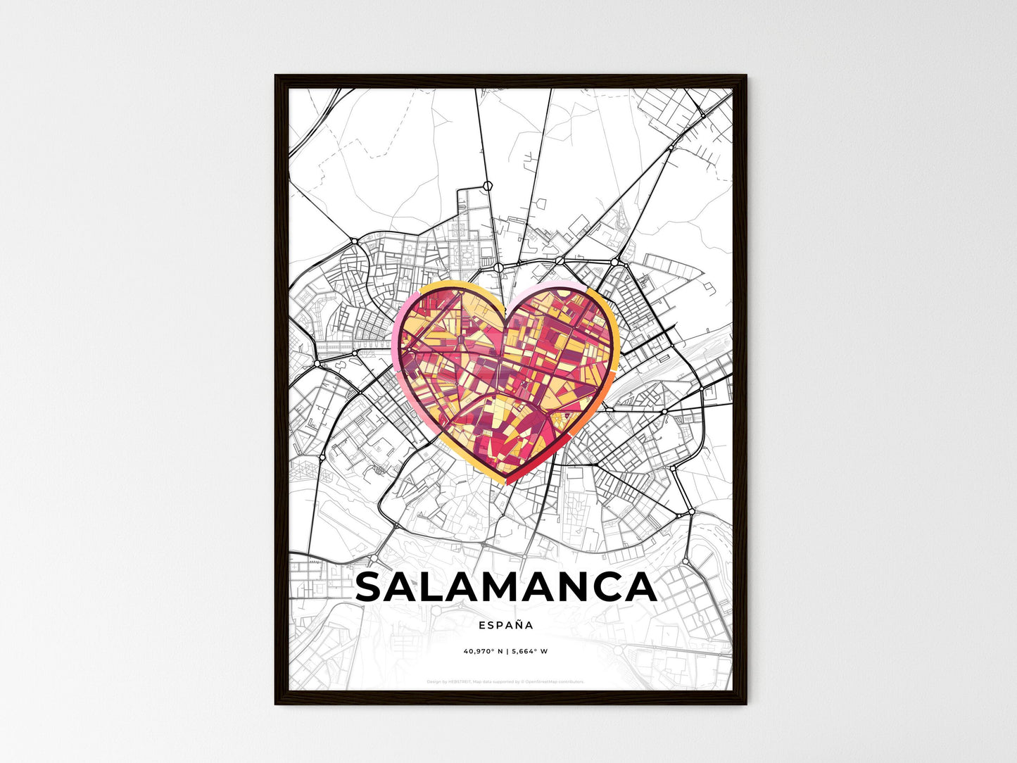 SALAMANCA SPAIN minimal art map with a colorful icon. Where it all began, Couple map gift. Style 2