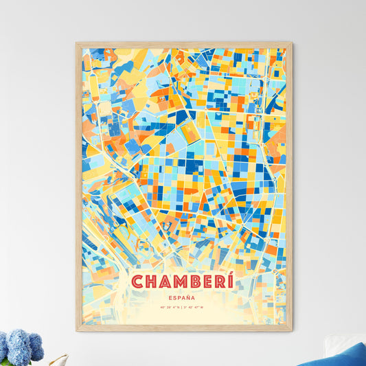 Colorful CHAMBERÍ SPAIN Fine Art Map Blue Orange