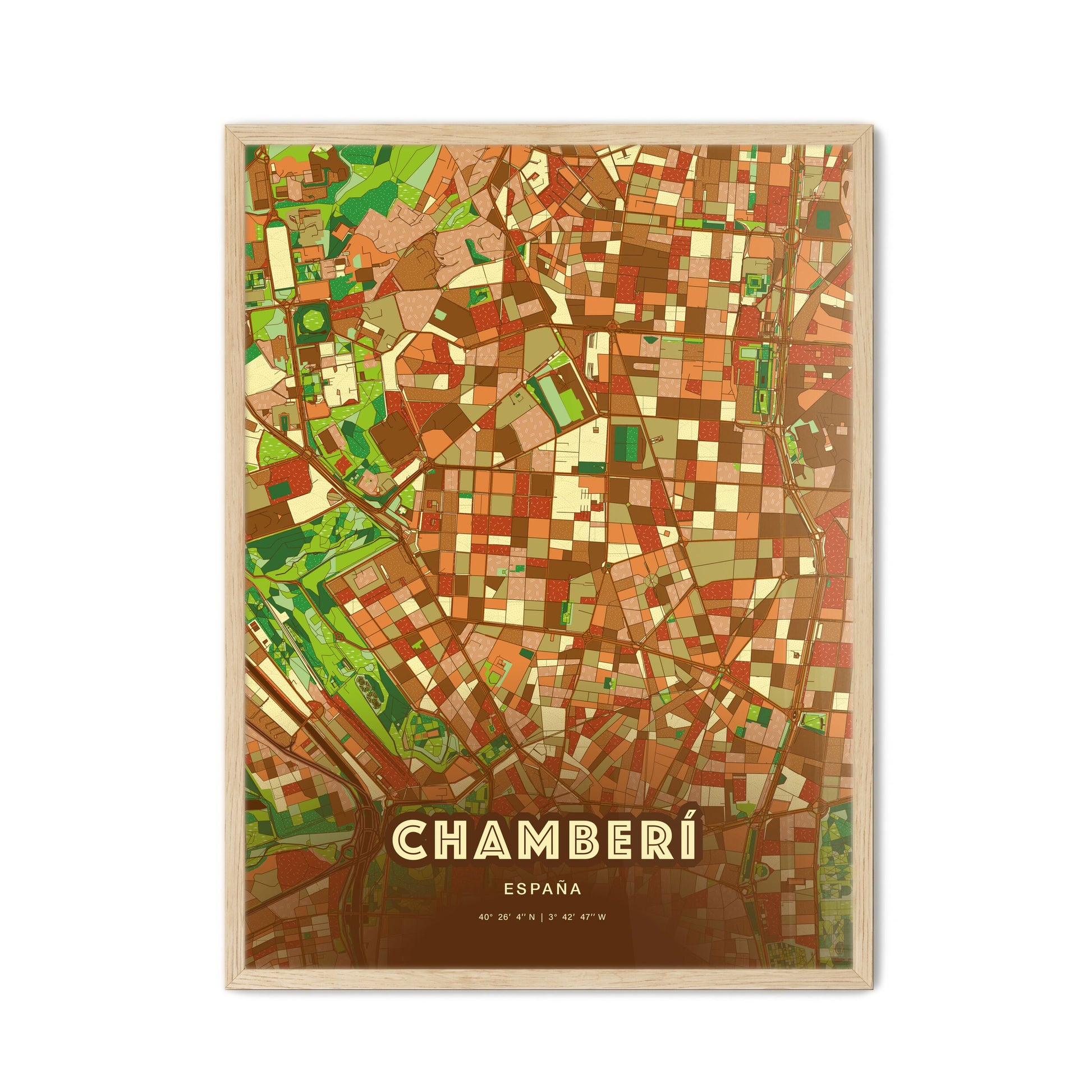 Colorful CHAMBERÍ SPAIN Fine Art Map Farmhouse