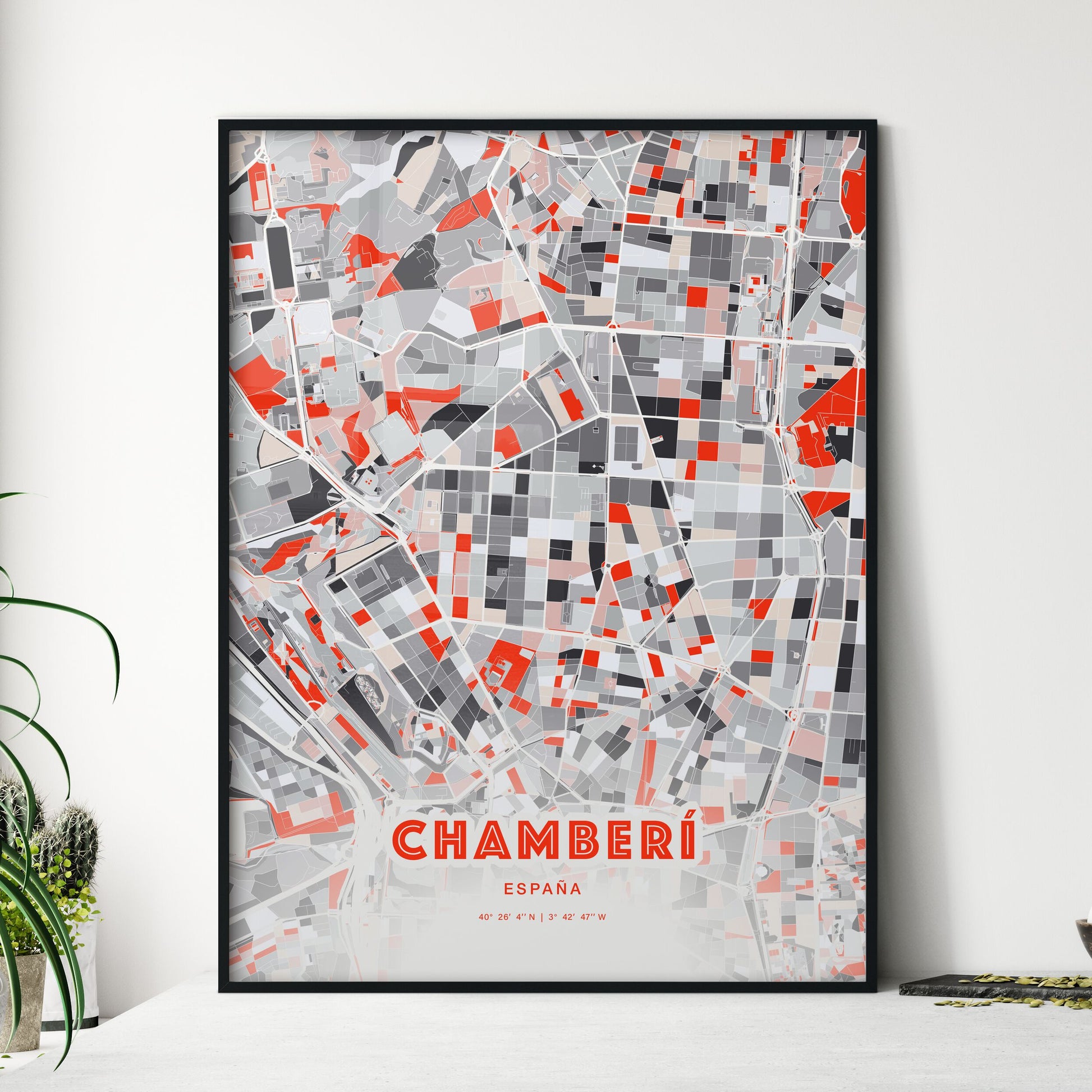 Colorful CHAMBERÍ SPAIN Fine Art Map Modern