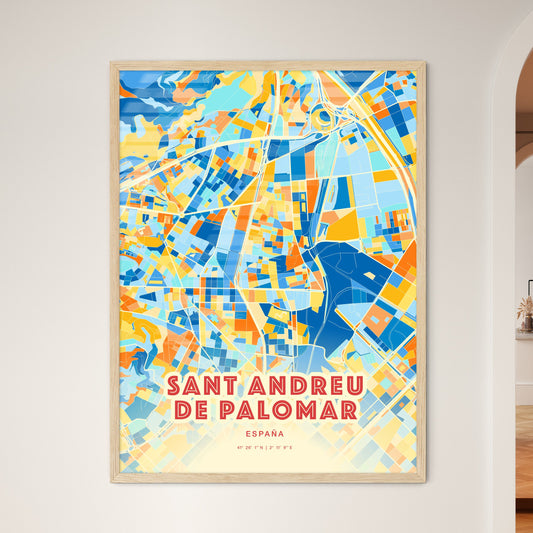 Colorful SANT ANDREU DE PALOMAR SPAIN Fine Art Map Blue Orange