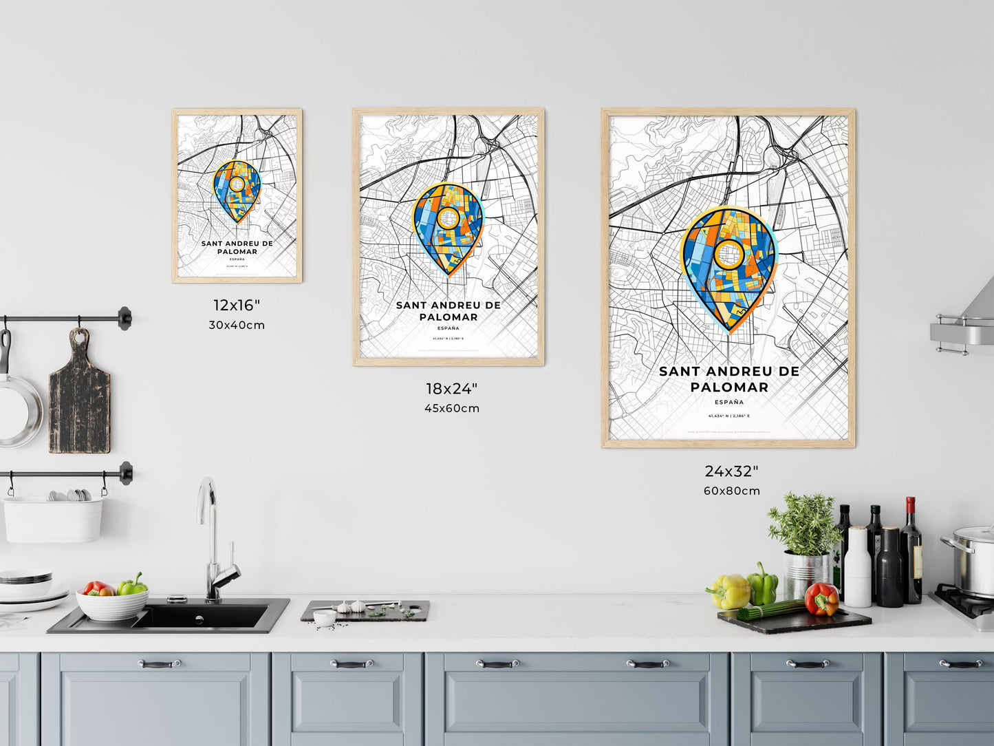 Sant Andreu De Palomar Spain art map size chart