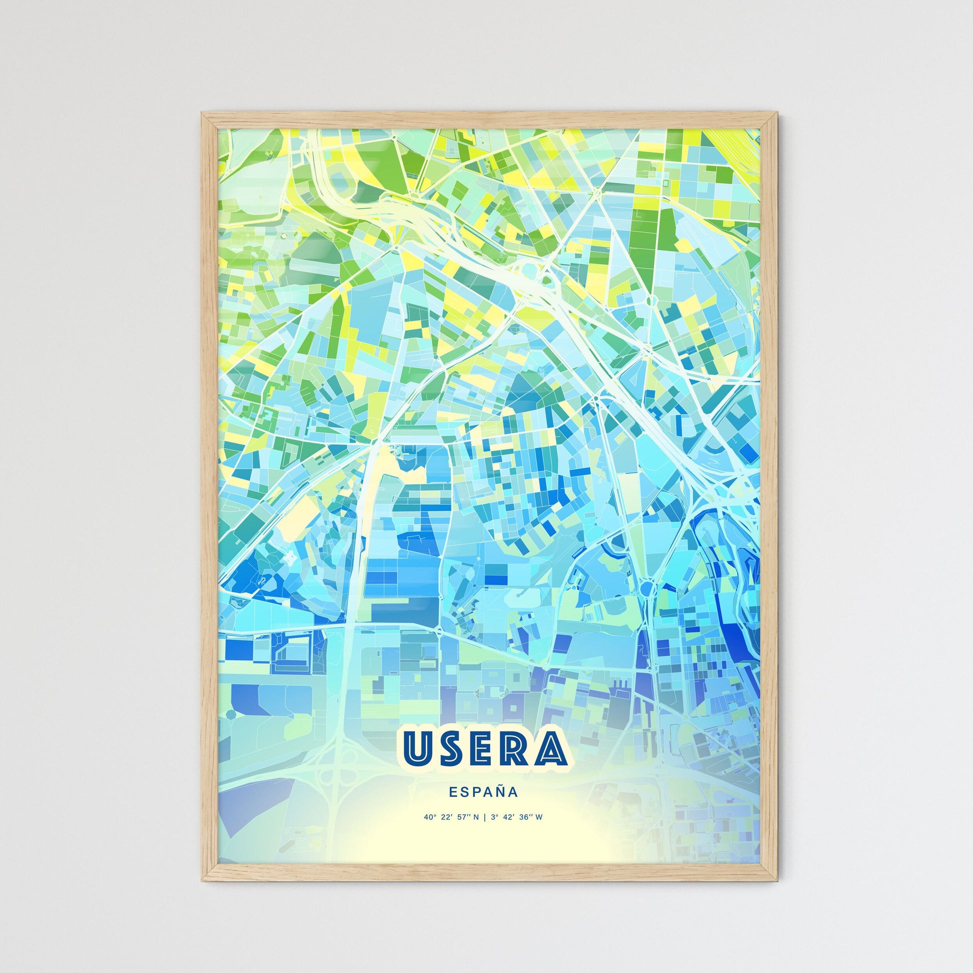 Colorful USERA SPAIN Fine Art Map Cool Blue