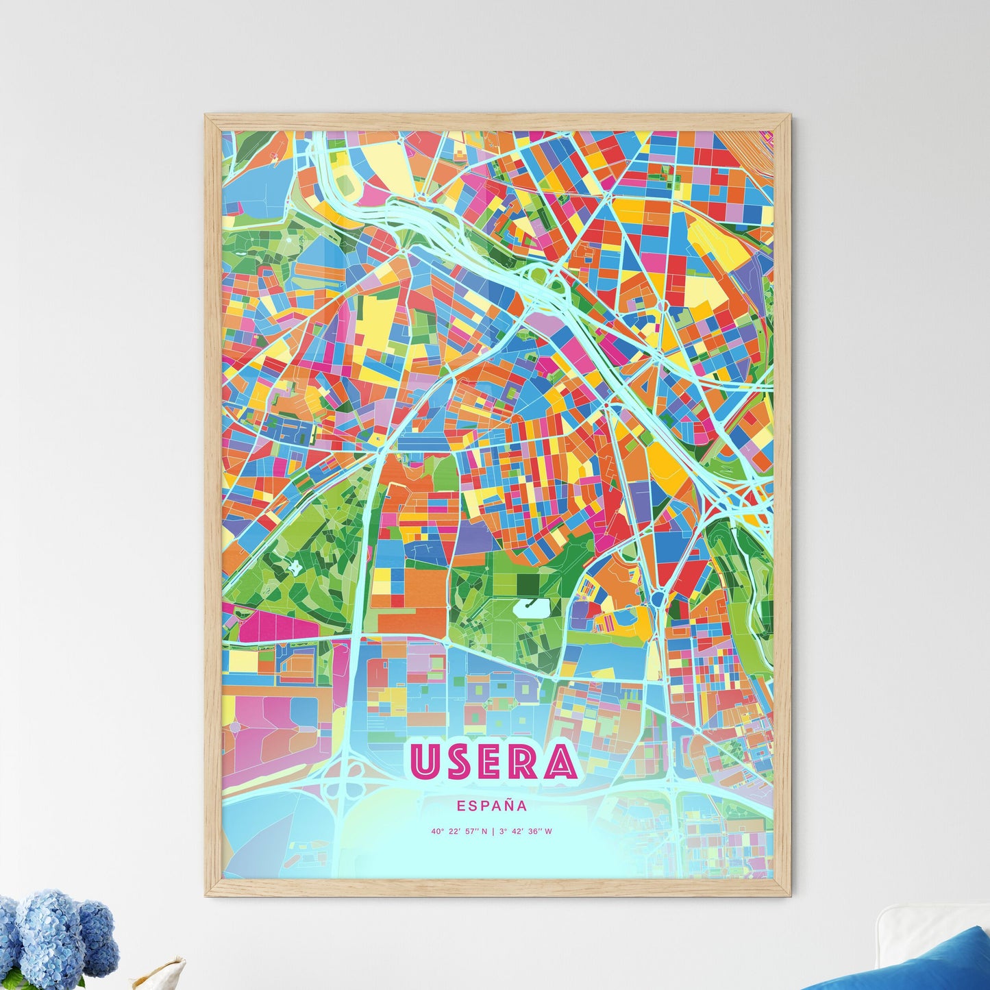 Colorful USERA SPAIN Fine Art Map Crazy Colors
