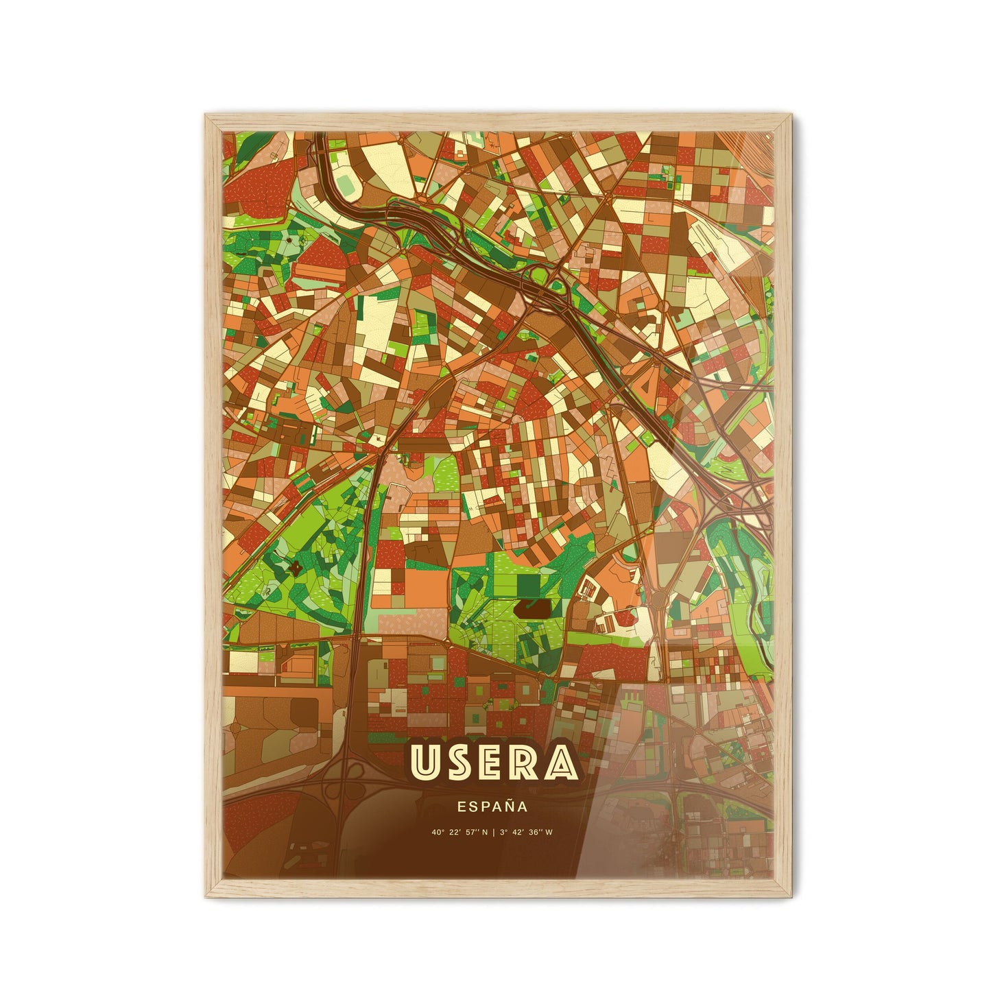 Colorful USERA SPAIN Fine Art Map Farmhouse