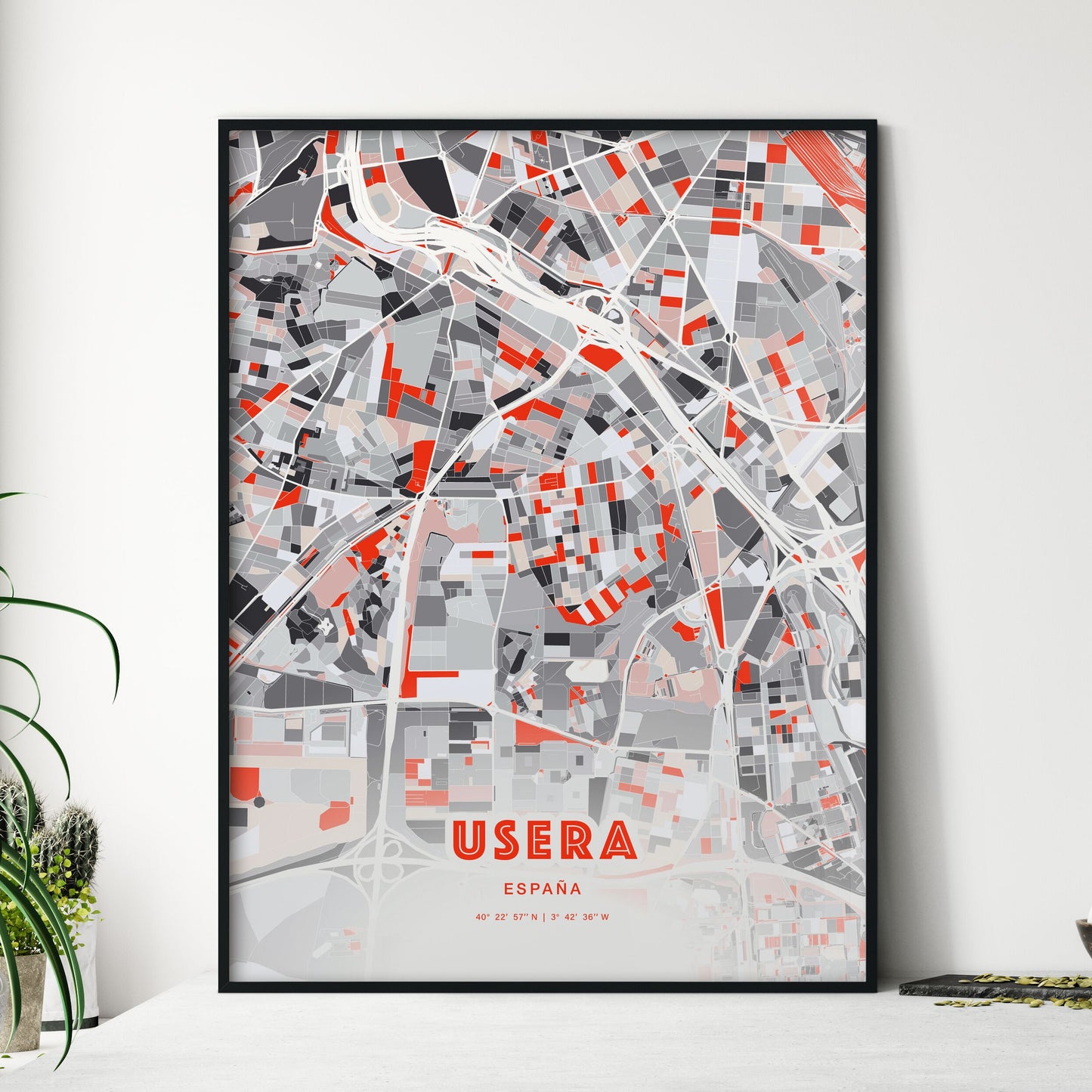 Colorful USERA SPAIN Fine Art Map Modern