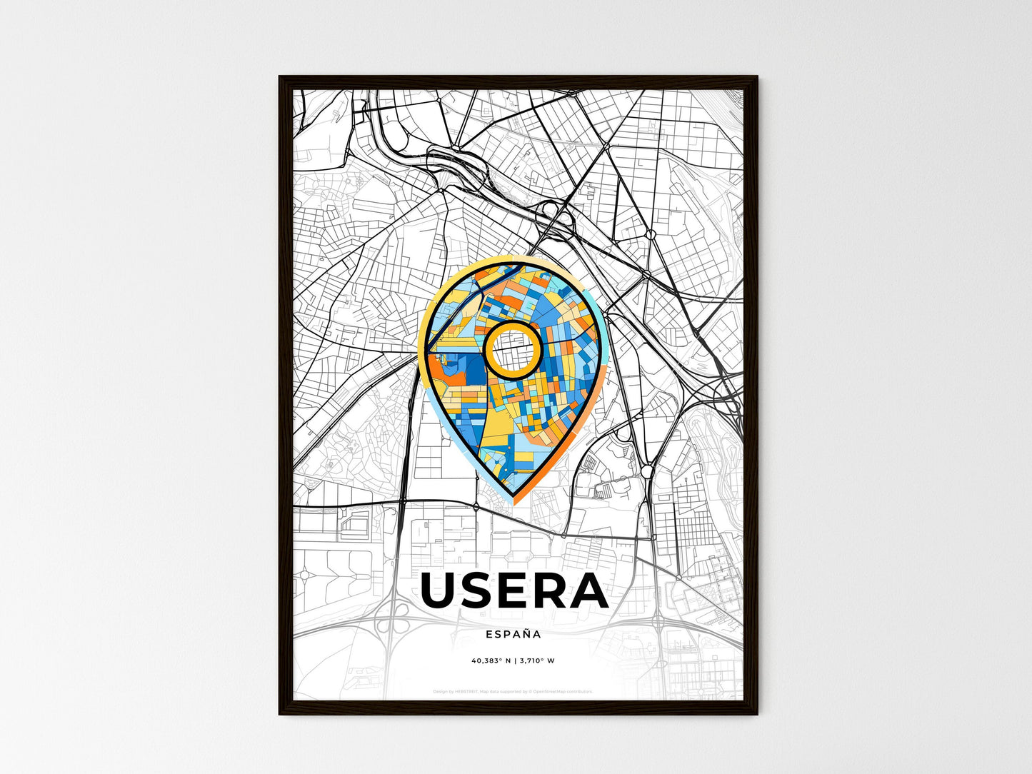 Usera Spain wedding art map with pointer icon