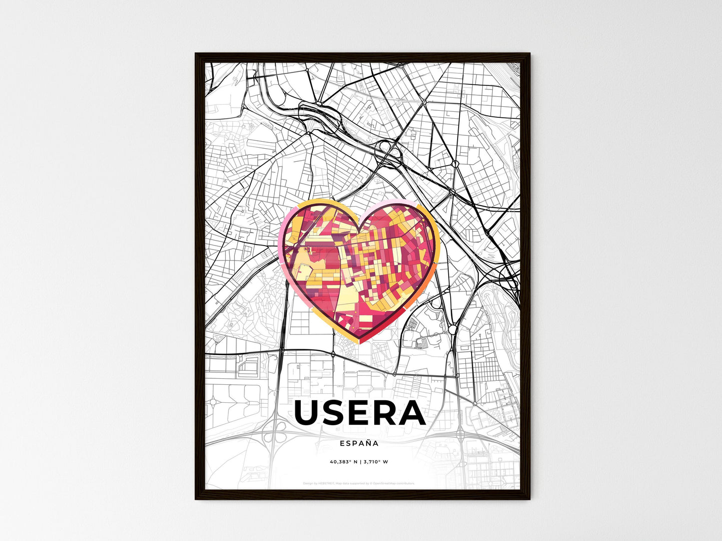 Usera Spain wedding art map with heart icon