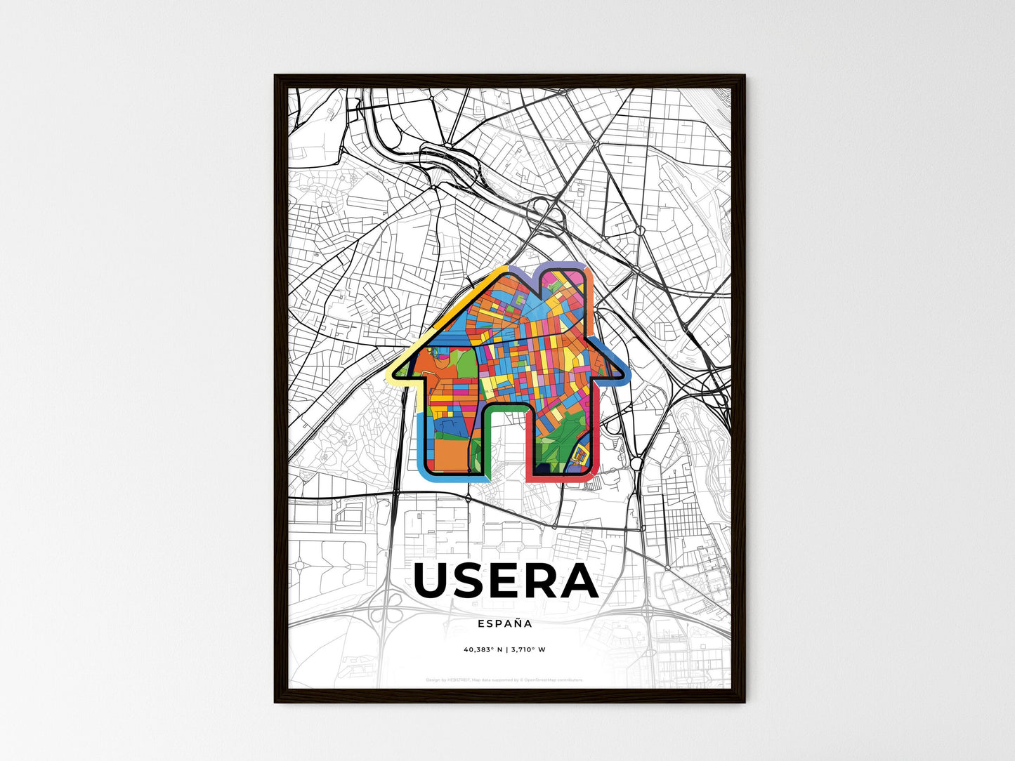 Usera Spain wedding art map with home icon