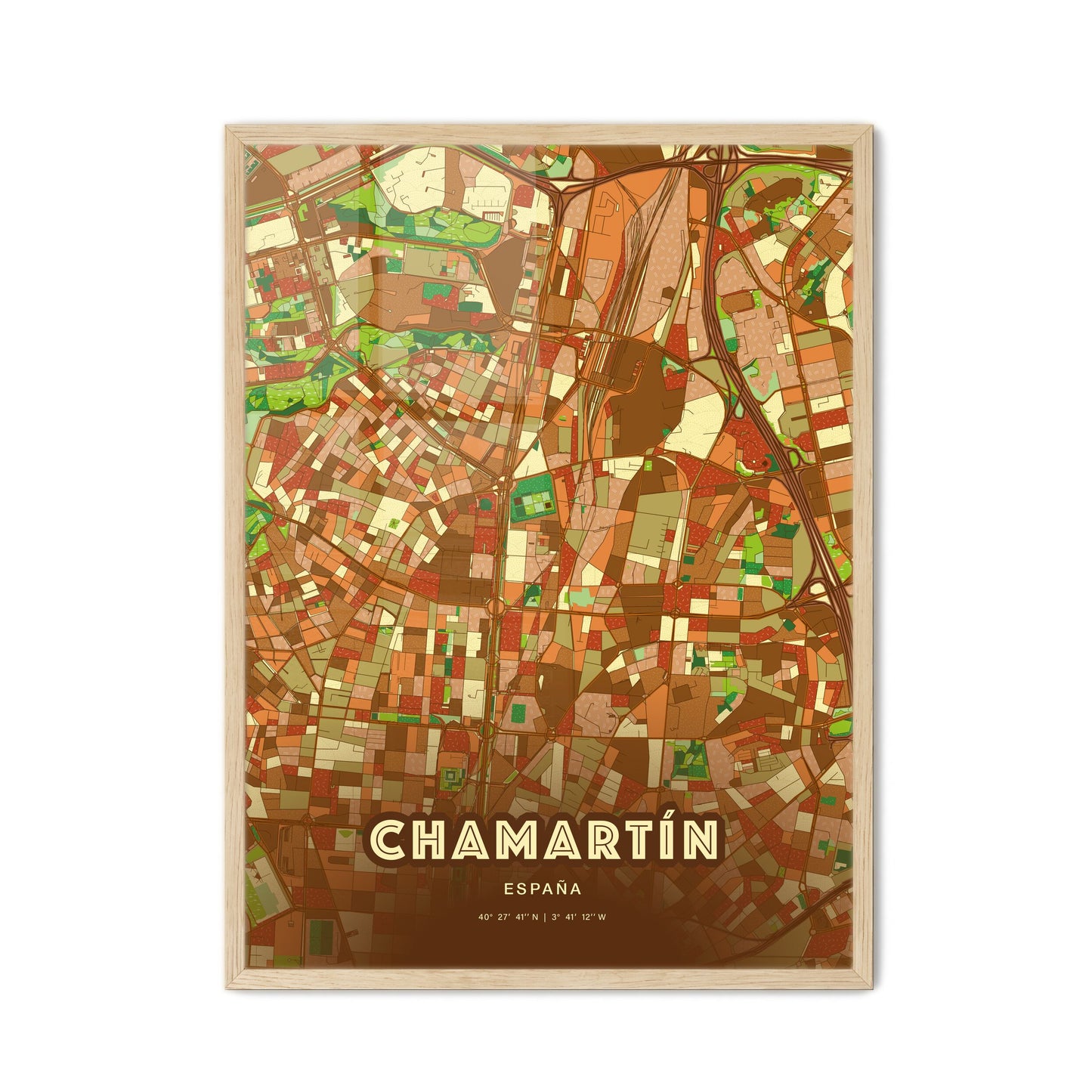 Colorful CHAMARTÍN SPAIN Fine Art Map Farmhouse