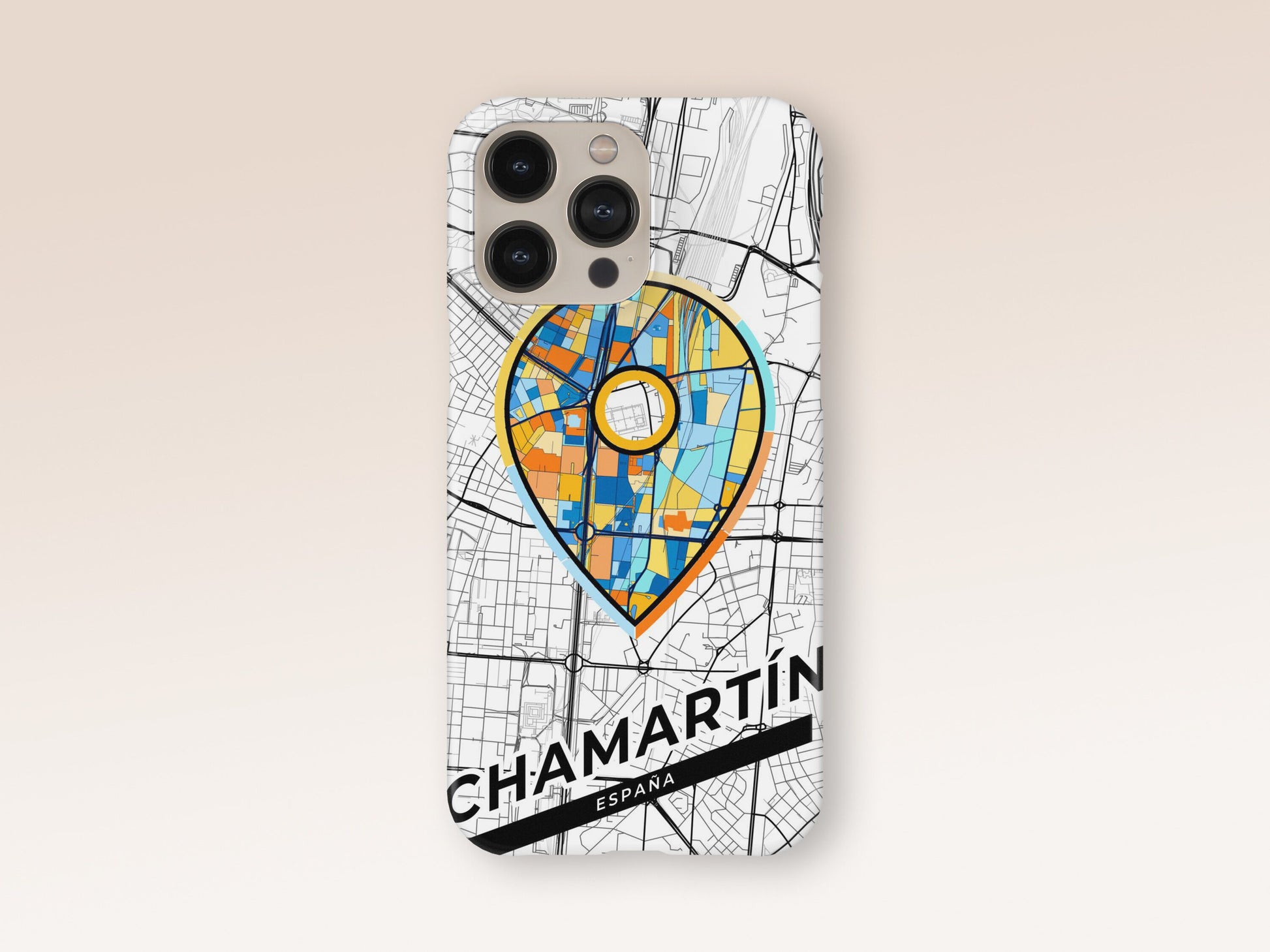 Chamartín Spain slim phone case with colorful icon. Birthday, wedding or housewarming gift. Couple match cases. 1