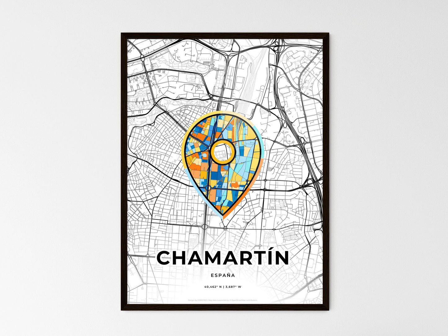 Chamartín Spain wedding art map with pointer icon