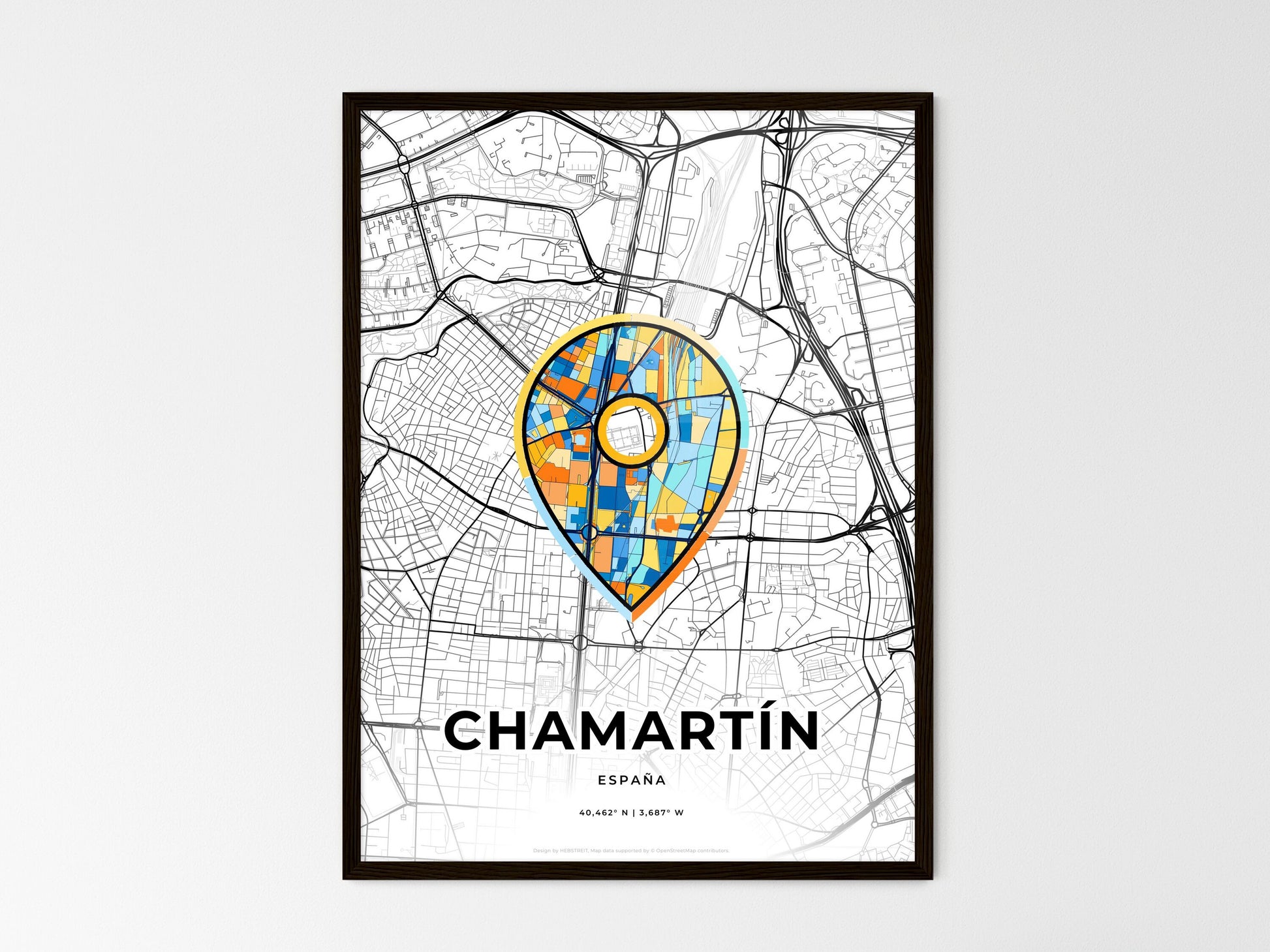 Chamartín Spain wedding art map with pointer icon