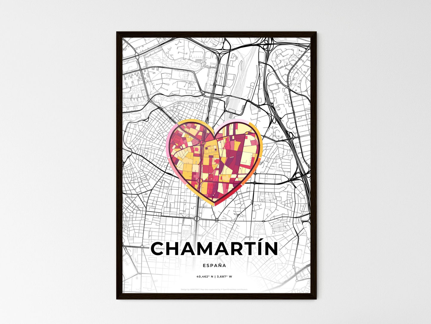 Chamartín Spain wedding art map with heart icon