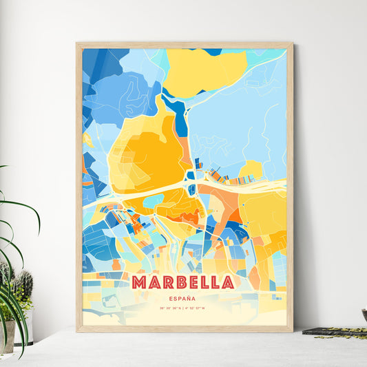 Colorful MARBELLA SPAIN Fine Art Map Blue Orange