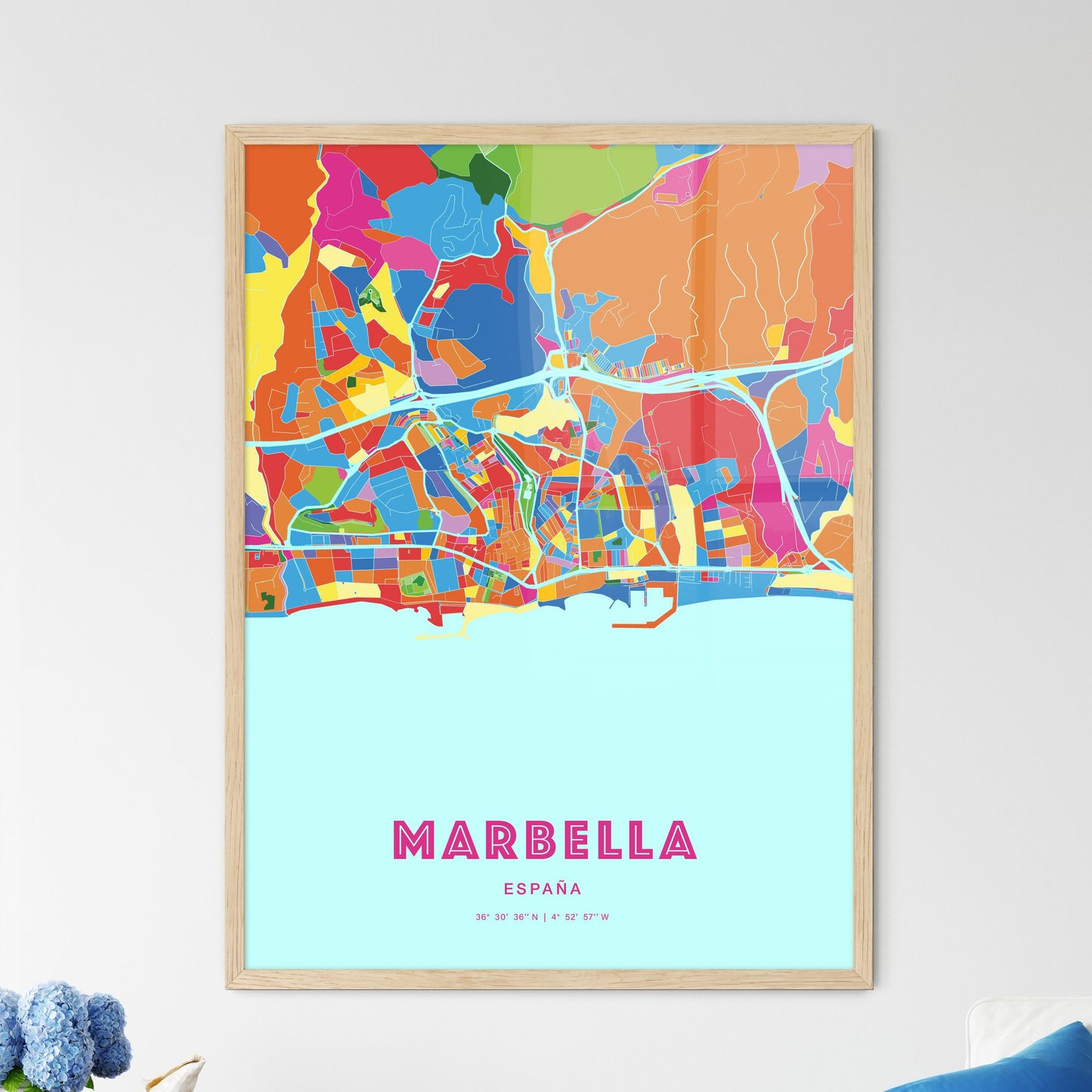 Colorful MARBELLA SPAIN Fine Art Map Crazy Colors