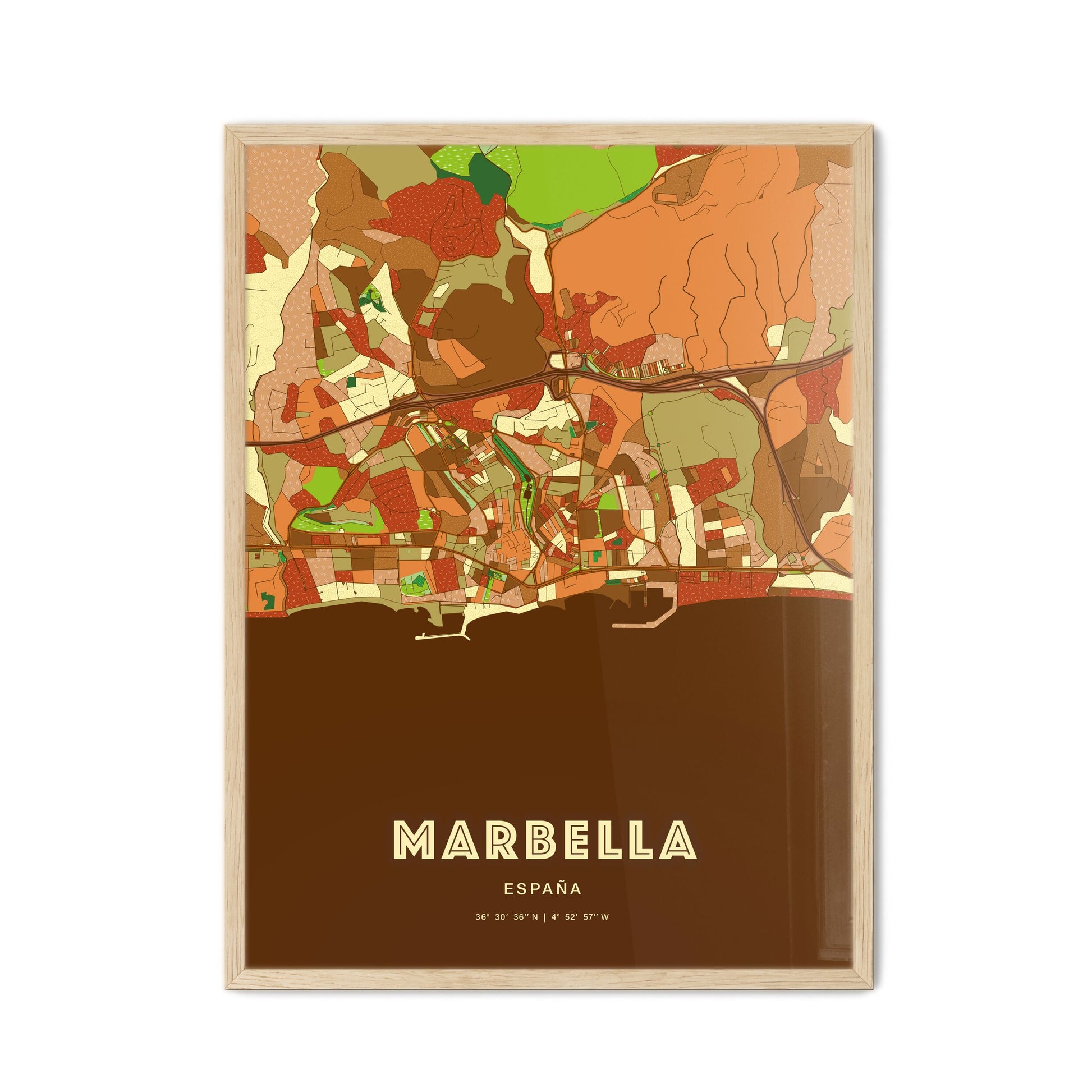 Colorful MARBELLA SPAIN Fine Art Map Farmhouse