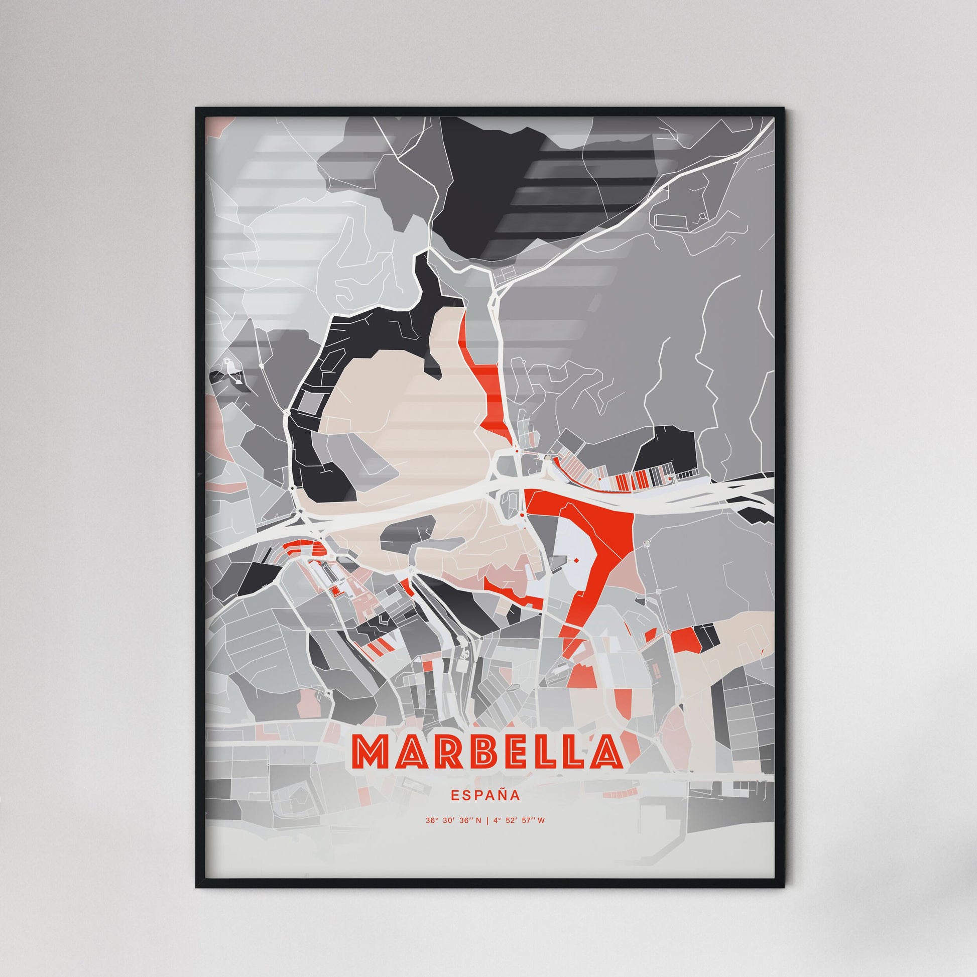 Colorful MARBELLA SPAIN Fine Art Map Modern