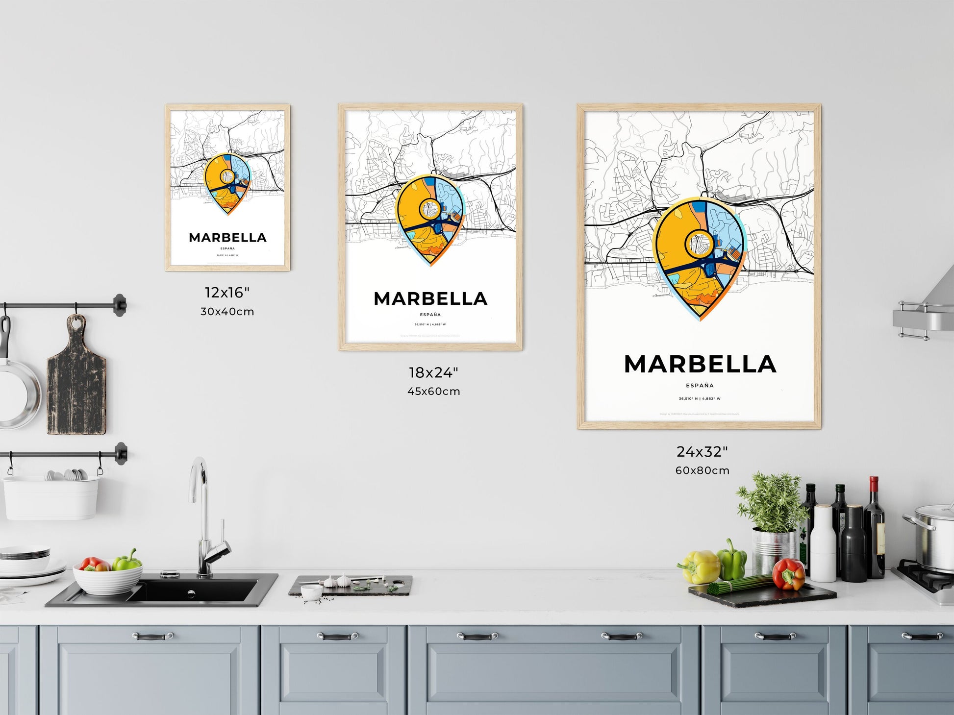 Marbella Spain art map size chart