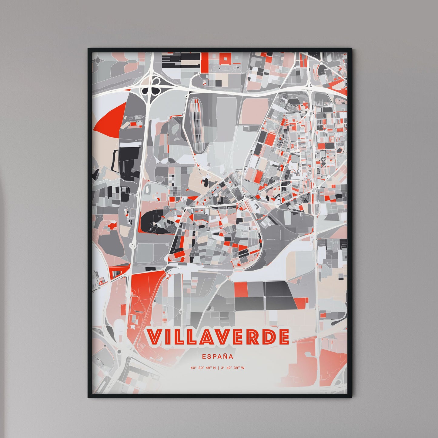 Colorful VILLAVERDE SPAIN Fine Art Map Modern