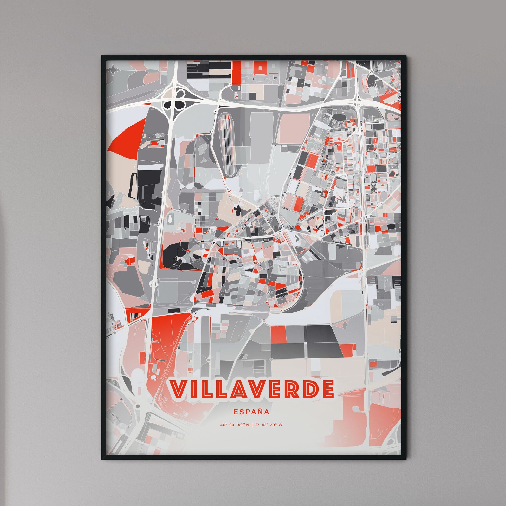 Colorful VILLAVERDE SPAIN Fine Art Map Modern