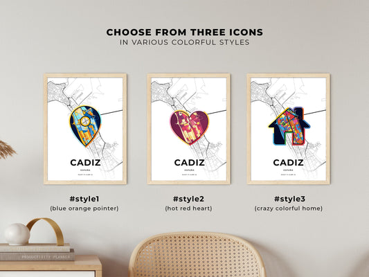 Cadiz Spain maps with colorful icons