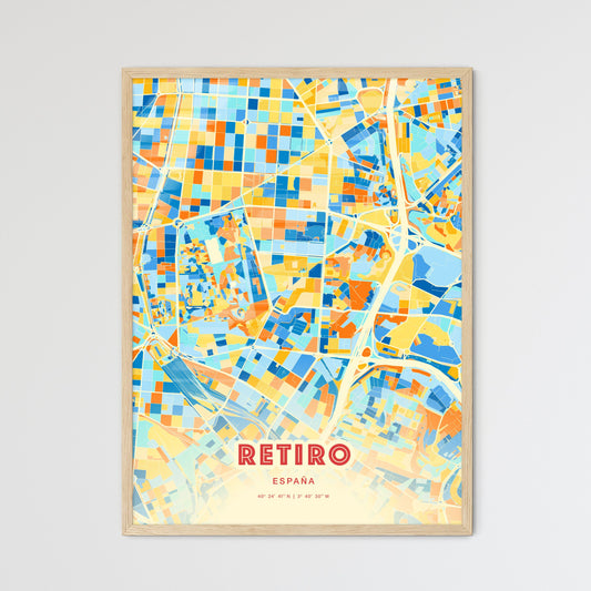 Colorful RETIRO SPAIN Fine Art Map Blue Orange