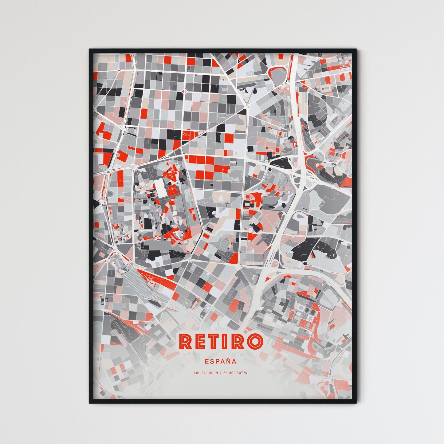 Colorful RETIRO SPAIN Fine Art Map Modern