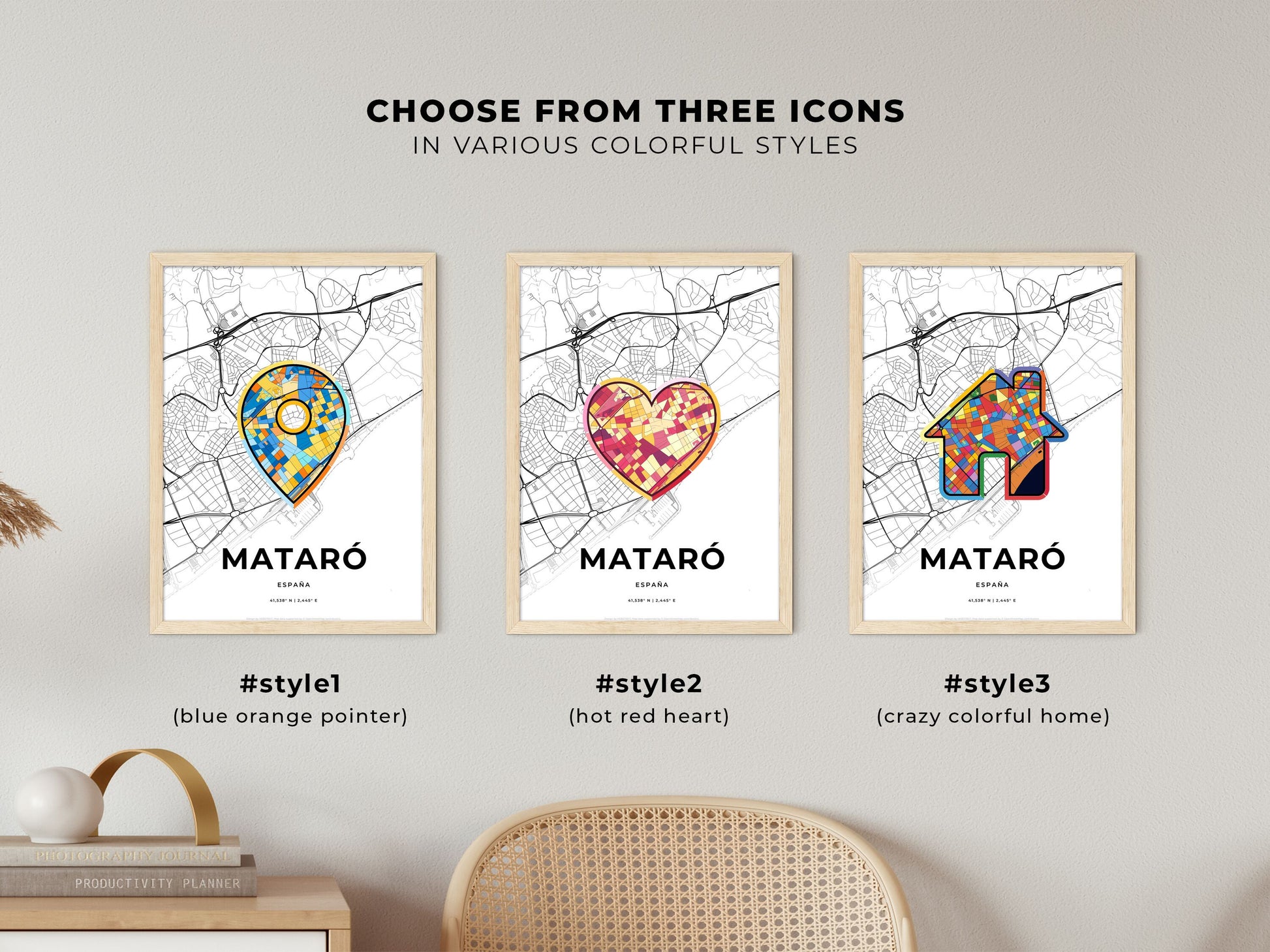 Mataró Spain maps with colorful icons