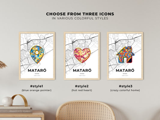Mataró Spain maps with colorful icons