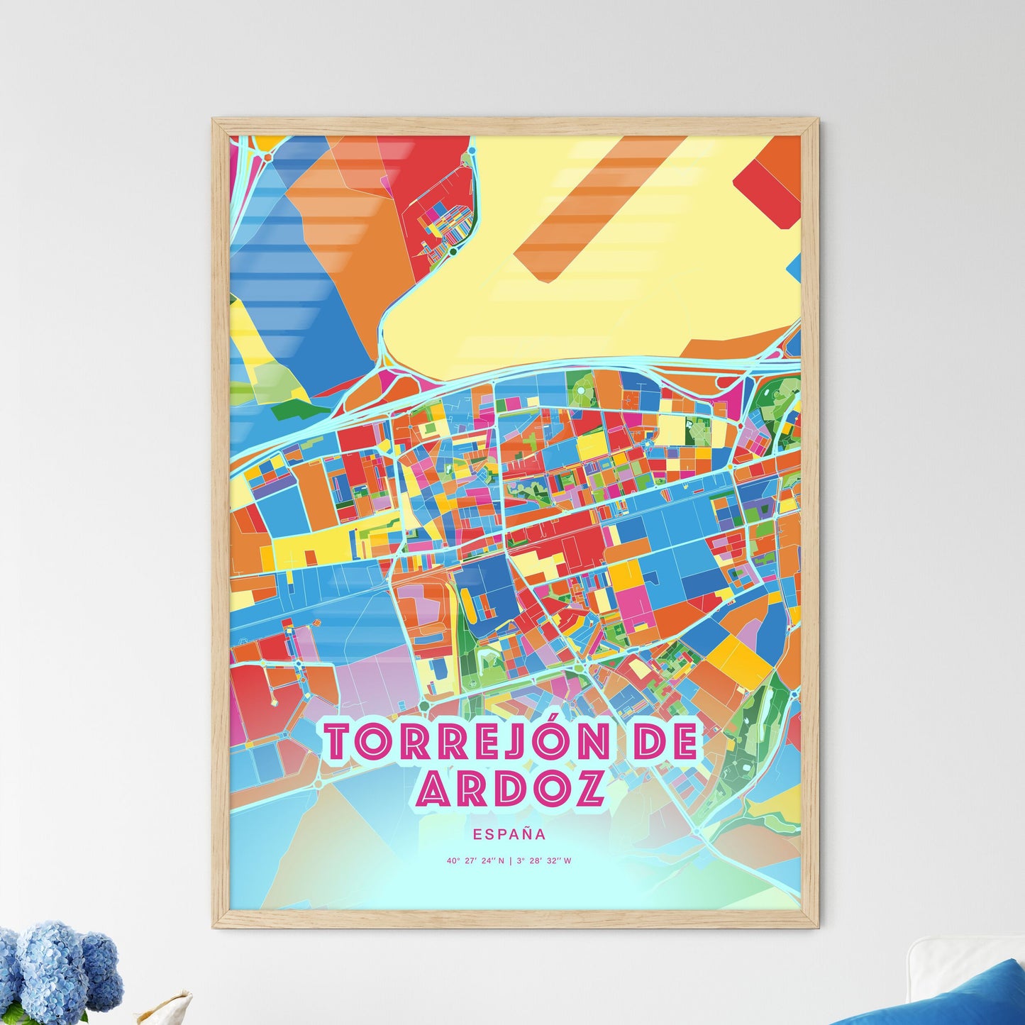Colorful TORREJÓN DE ARDOZ SPAIN Fine Art Map Crazy Colors