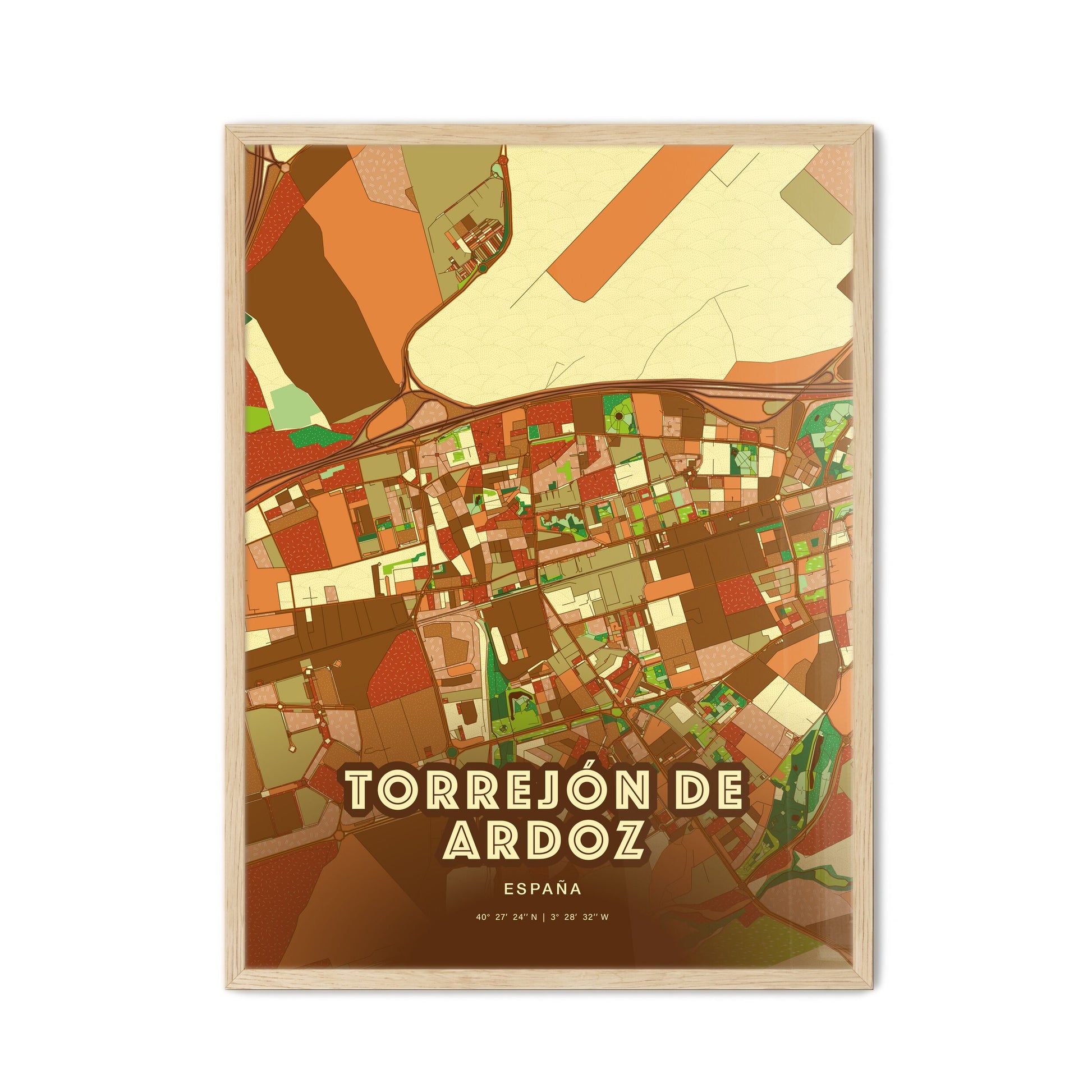 Colorful TORREJÓN DE ARDOZ SPAIN Fine Art Map Farmhouse