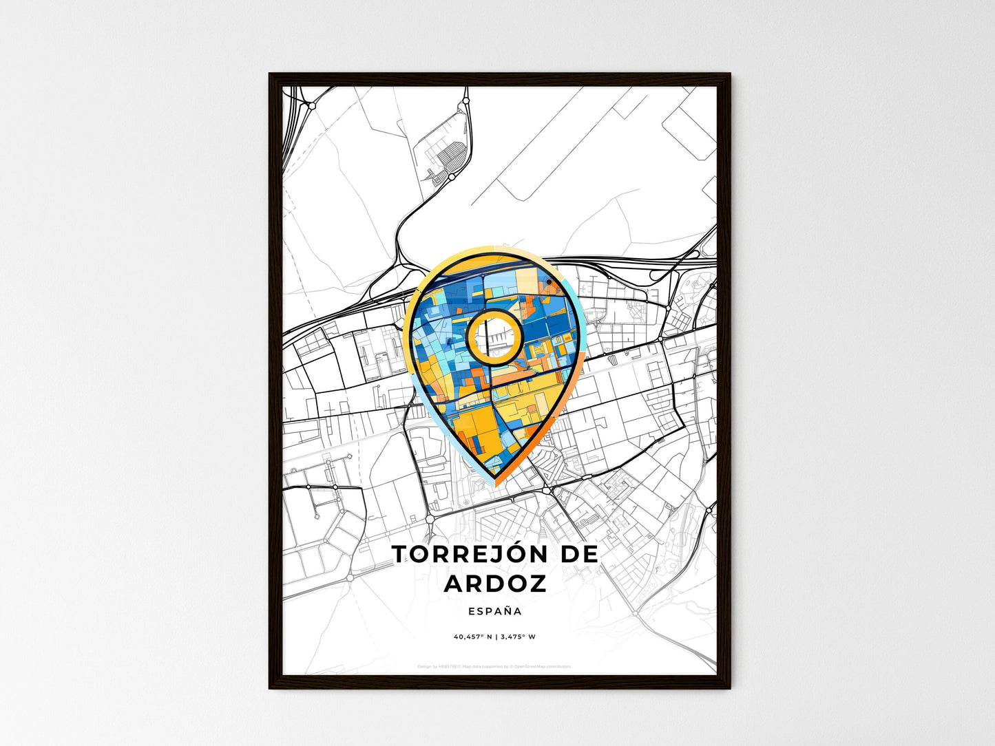 Torrejón De Ardoz Spain wedding art map with pointer icon