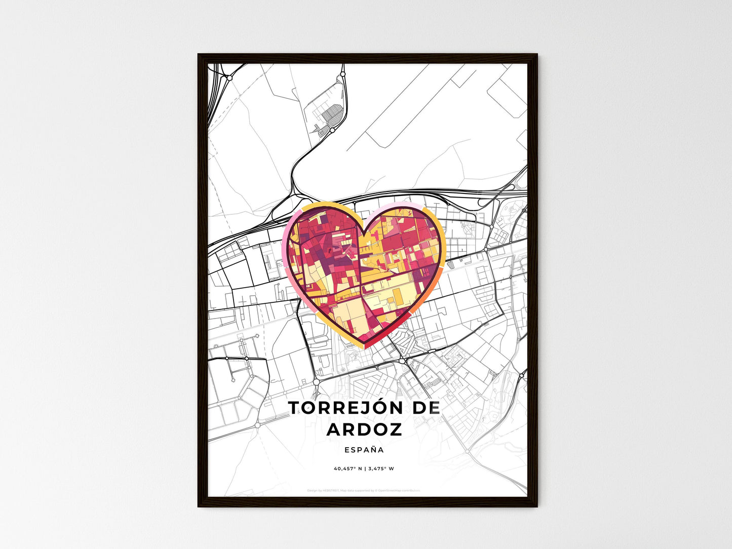 Torrejón De Ardoz Spain wedding art map with heart icon