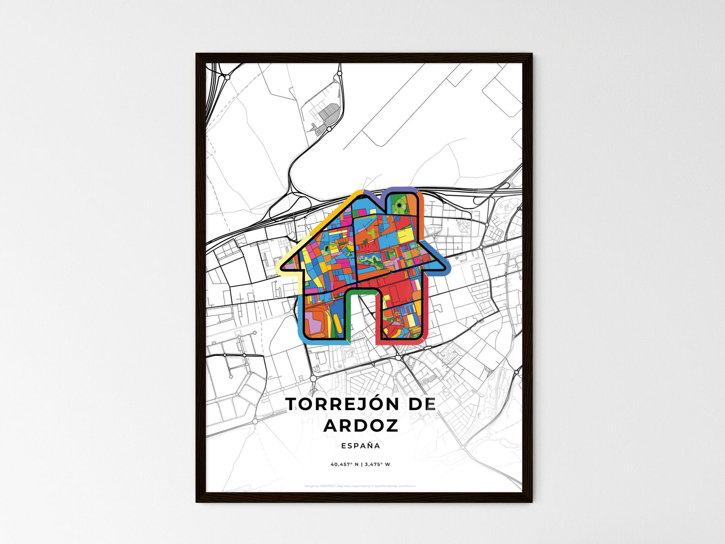 Torrejón De Ardoz Spain wedding art map with home icon
