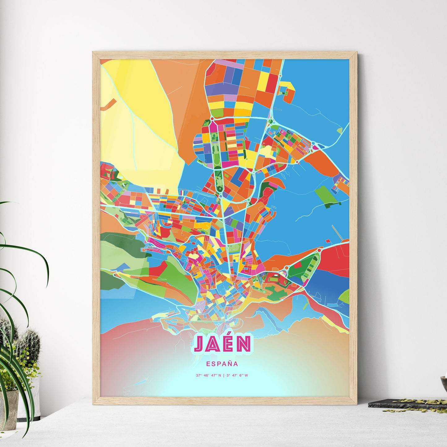 Colorful JAÉN SPAIN Fine Art Map Crazy Colors
