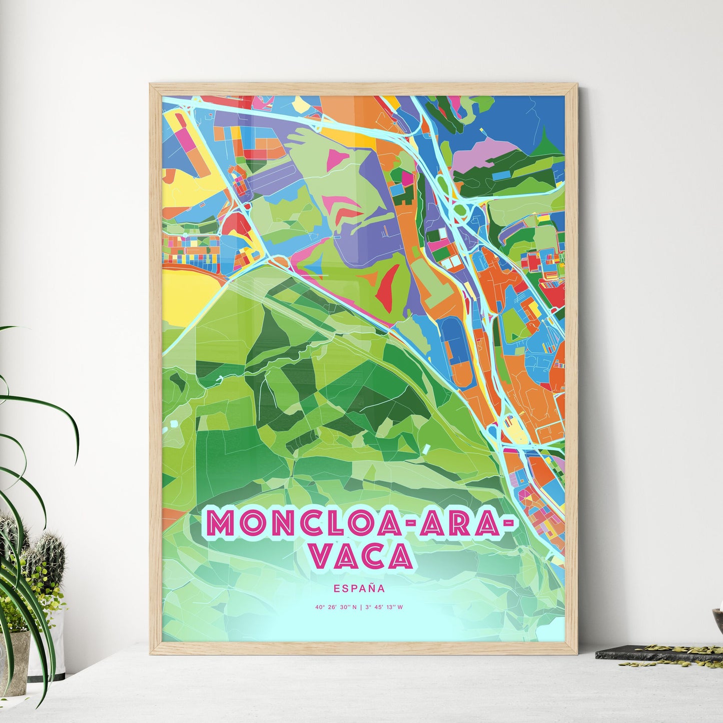 Colorful MONCLOA-ARAVACA SPAIN Fine Art Map Crazy Colors