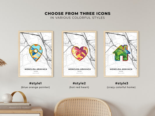 Moncloa-Aravaca Spain maps with colorful icons