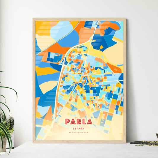 Colorful Parla Spain Fine Art Map Blue Orange