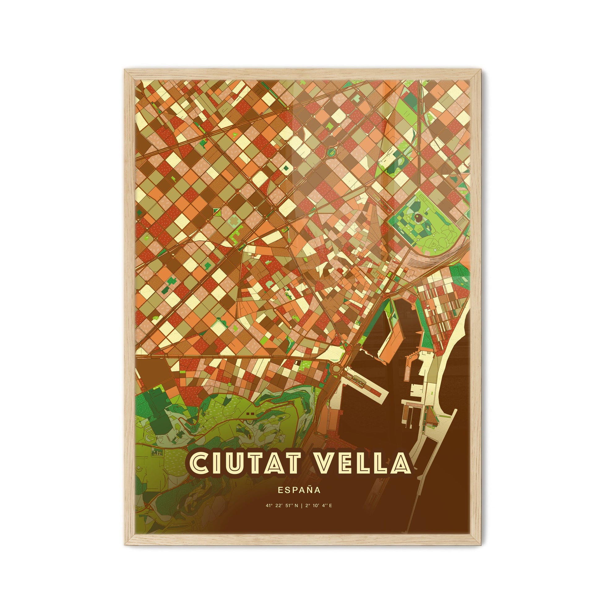 Colorful CIUTAT VELLA SPAIN Fine Art Map Farmhouse