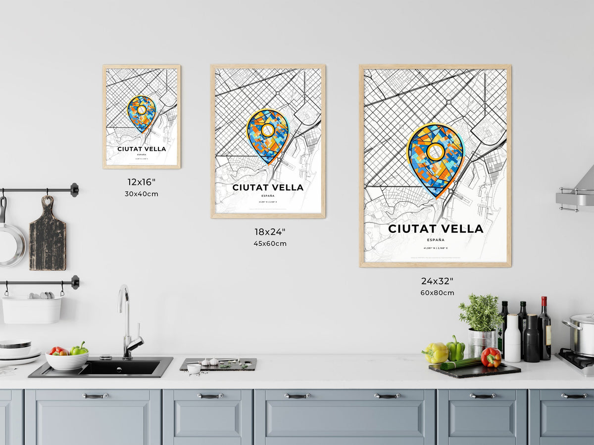 Ciutat Vella Spain art map size chart