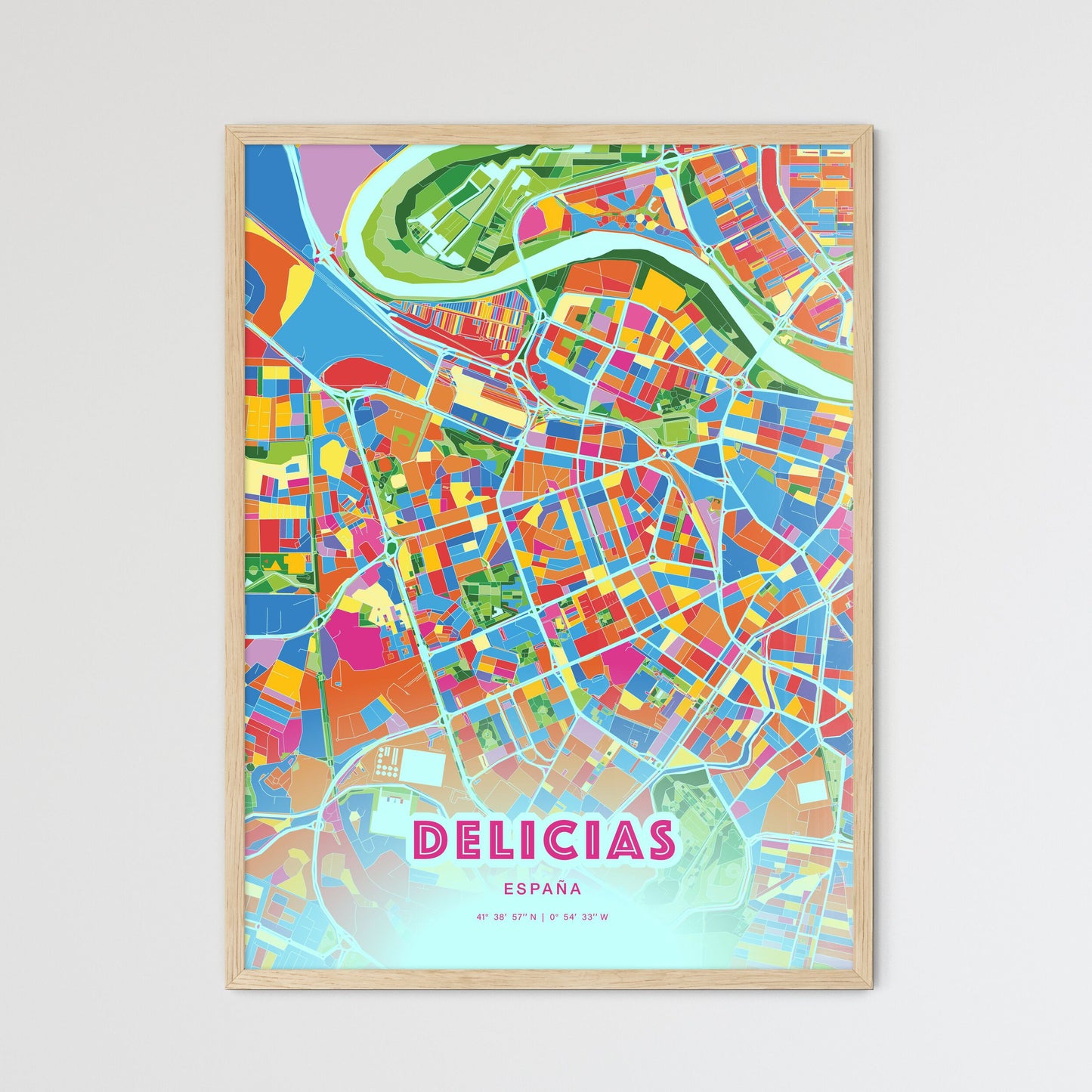 Colorful DELICIAS SPAIN Fine Art Map Crazy Colors