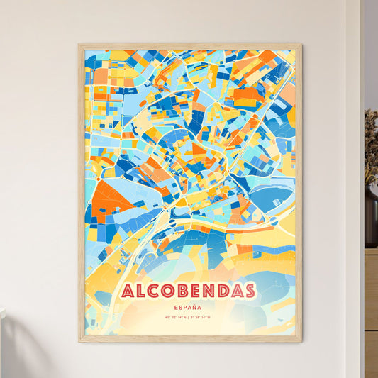 Colorful ALCOBENDAS SPAIN Fine Art Map Blue Orange