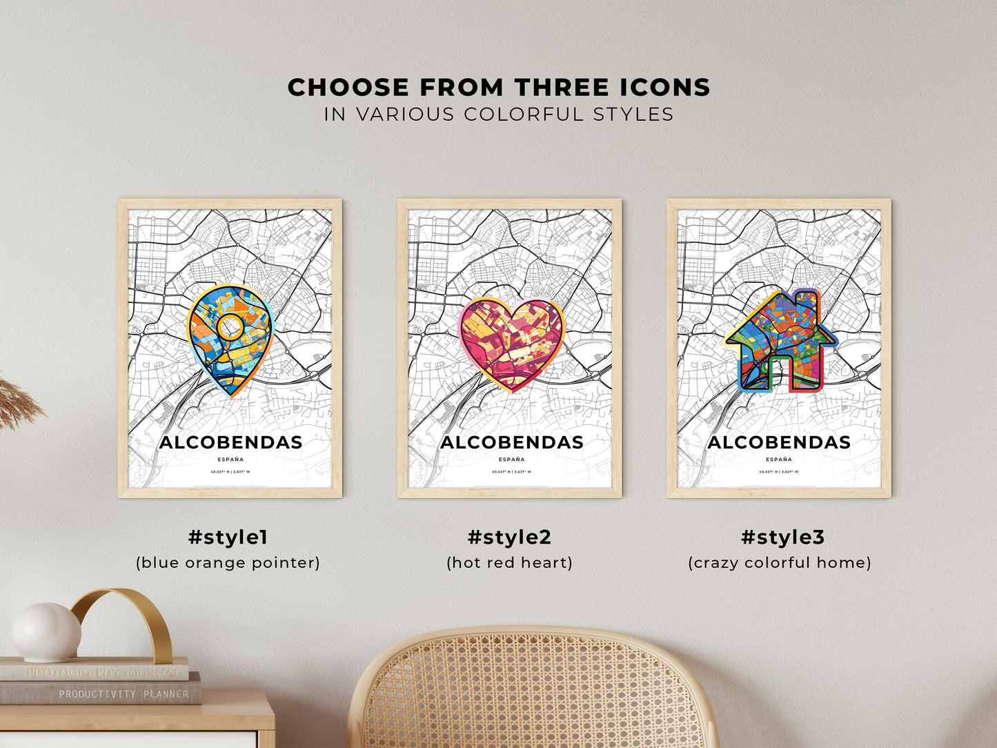 Alcobendas Spain maps with colorful icons