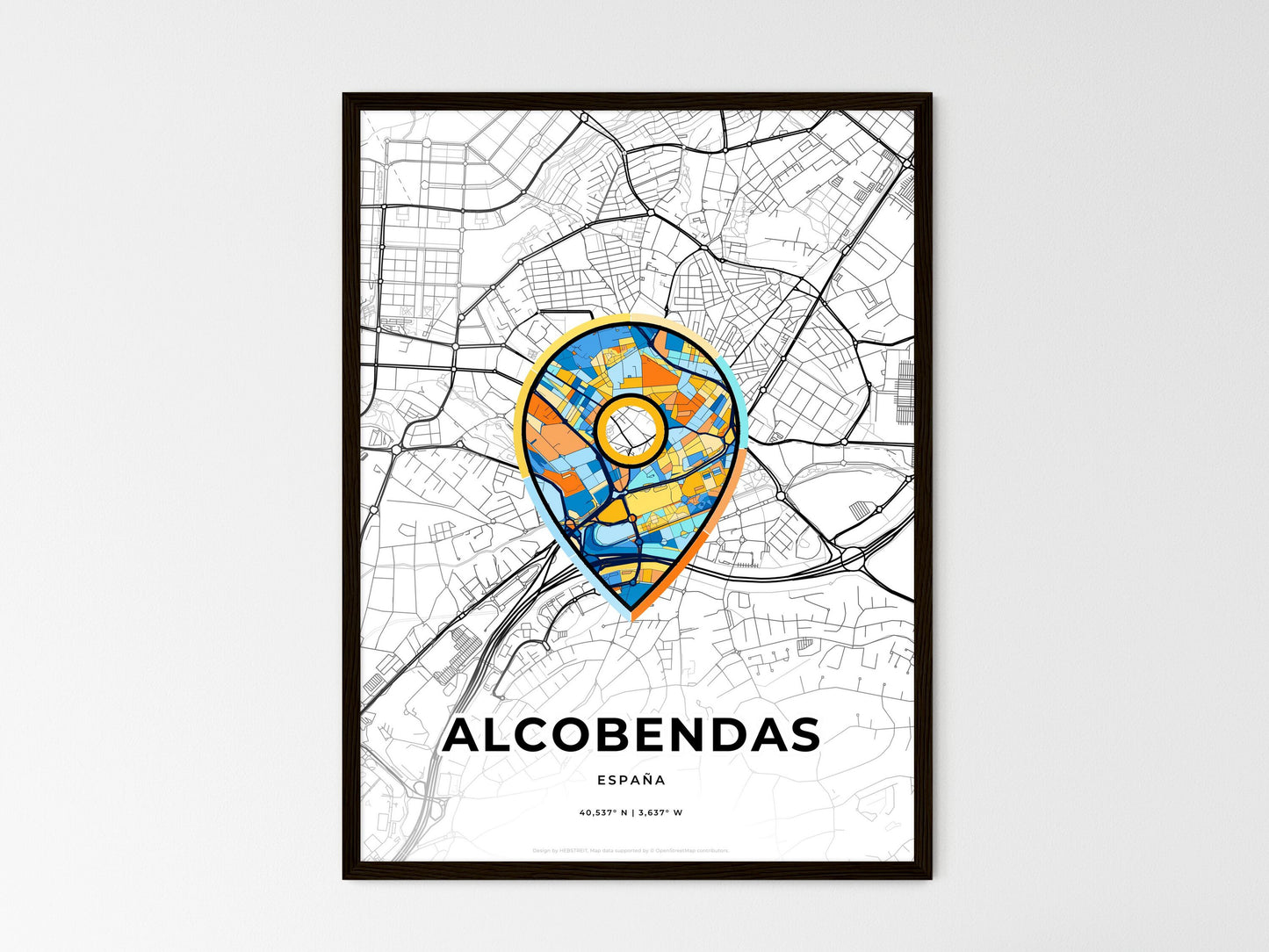 Alcobendas Spain wedding art map with pointer icon