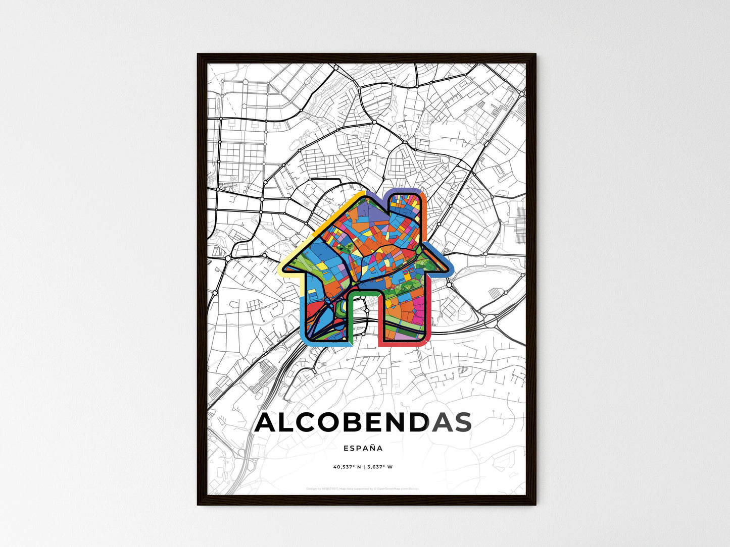 Alcobendas Spain wedding art map with home icon