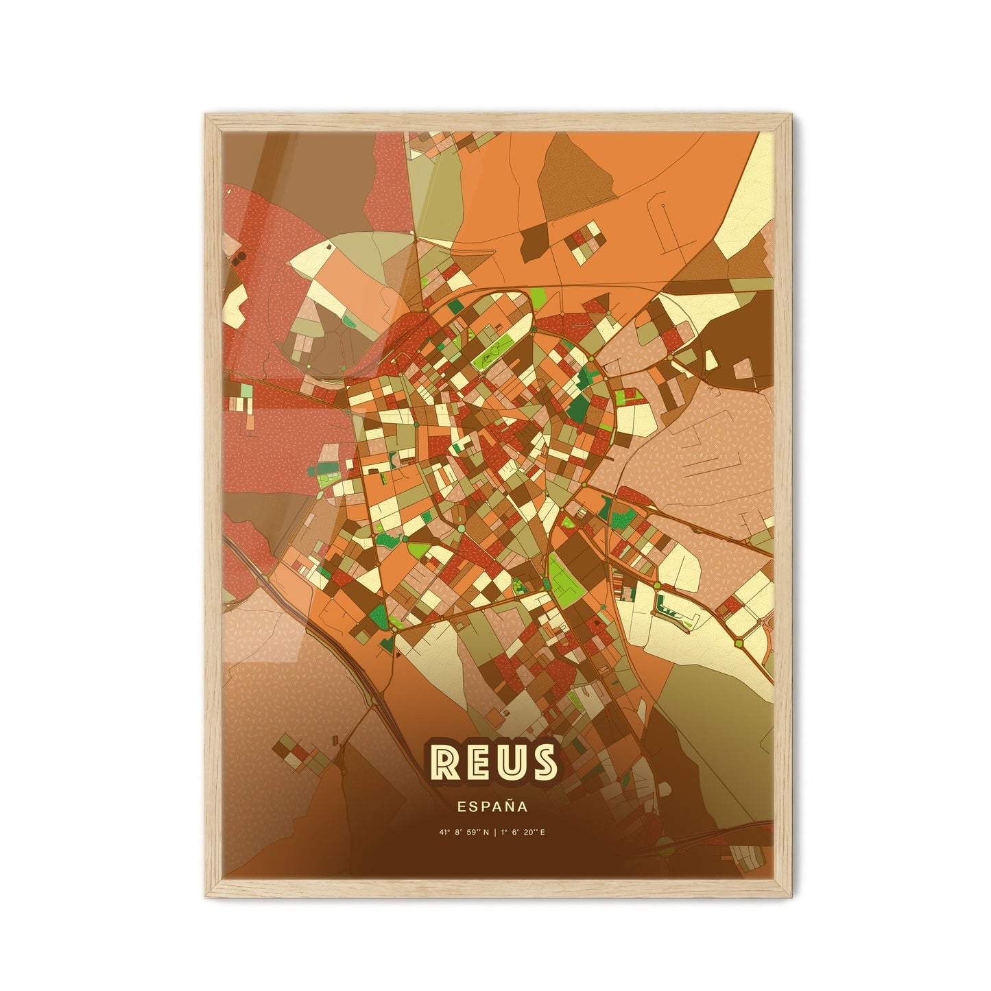 Colorful REUS SPAIN Fine Art Map Farmhouse