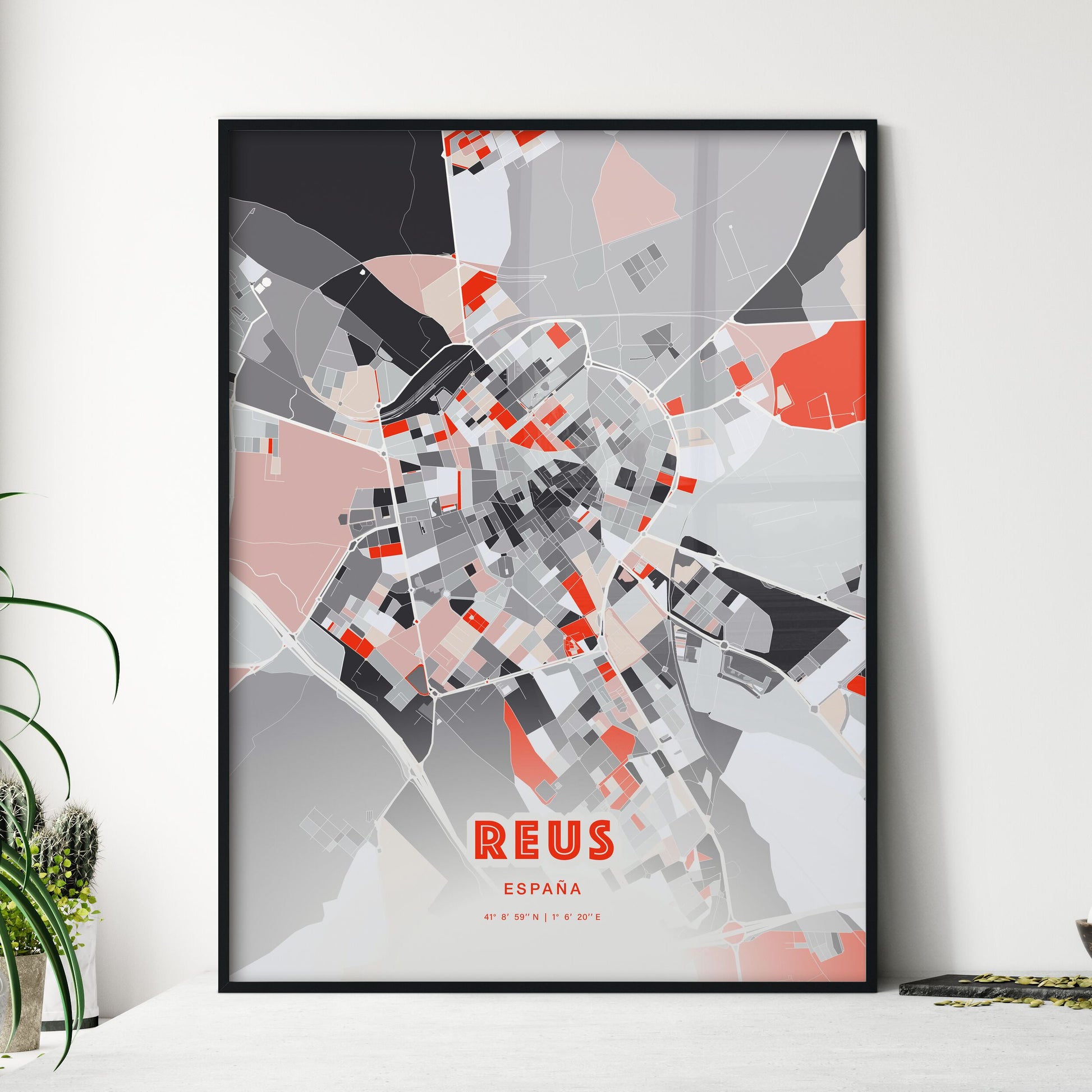 Colorful REUS SPAIN Fine Art Map Modern