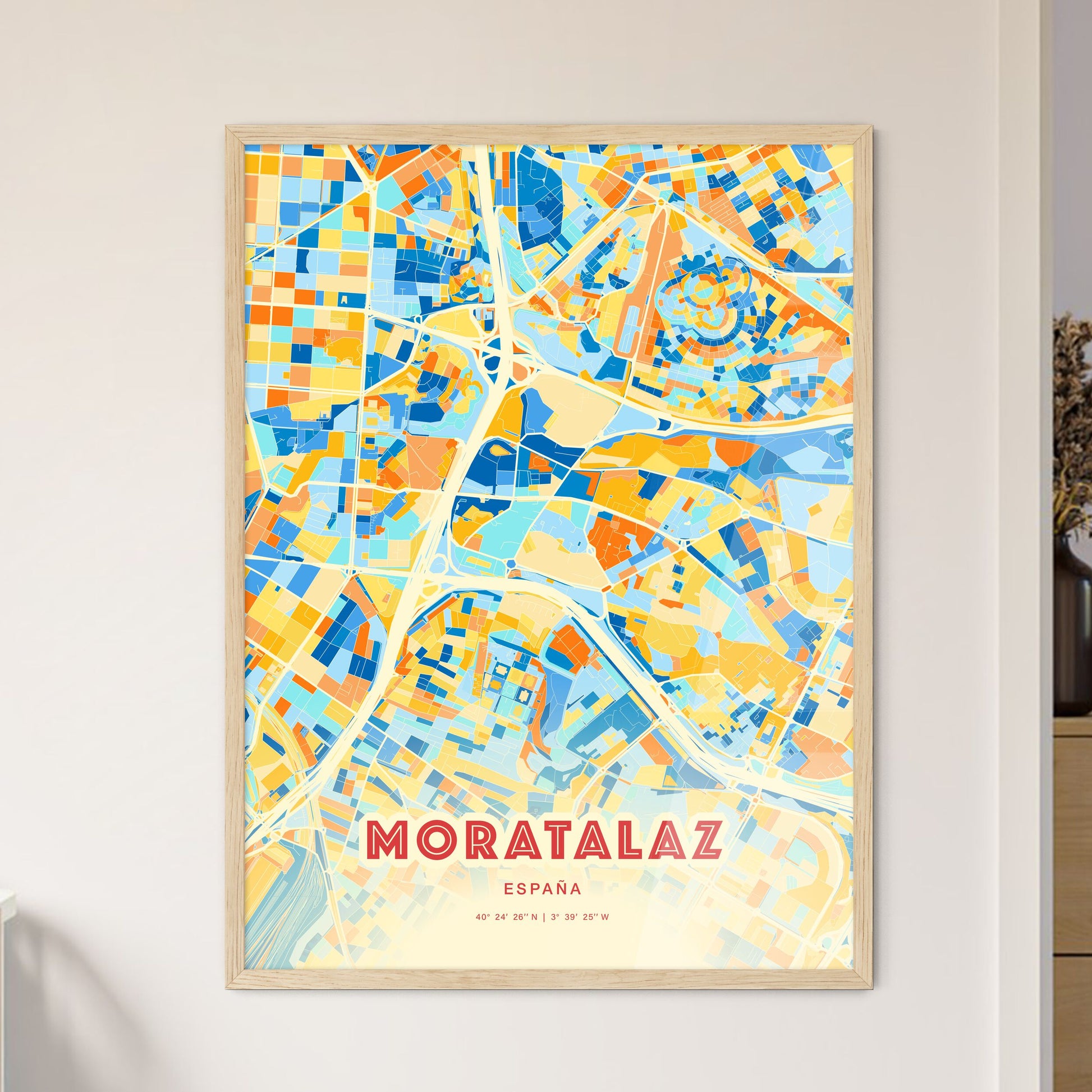 Colorful MORATALAZ SPAIN Fine Art Map Blue Orange